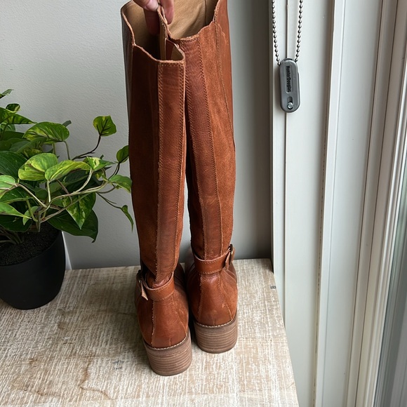 Lucky Brand 8.5 Leather Tall Brown Riding Boots Chestnut Knee High Worn 5x - Picture 5 of 7